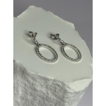 925 Sterling Silver Elegant CZ Earrings Length 1 Inch