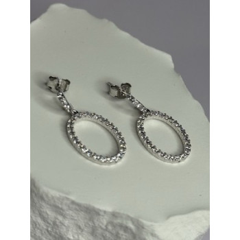 925 Sterling Silver Elegant CZ Earrings Length 1 Inch