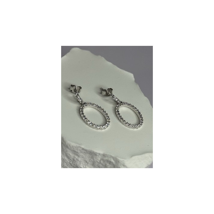925 Sterling Silver Elegant CZ Earrings Length 1 Inch