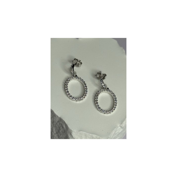 925 Sterling Silver Elegant CZ Earrings Length 1 Inch