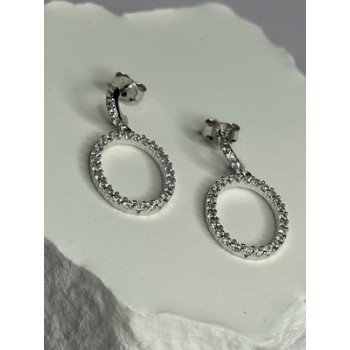 925 Sterling Silver Elegant CZ Earrings Length 1 Inch