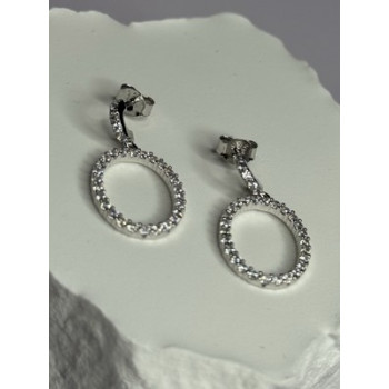 925 Sterling Silver Elegant CZ Earrings Length 1 Inch