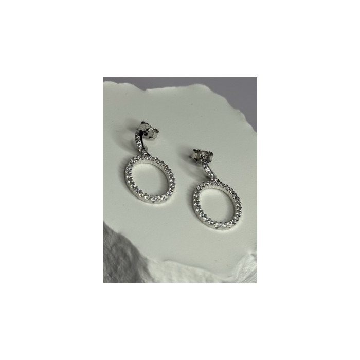 925 Sterling Silver Elegant CZ Earrings Length 1 Inch