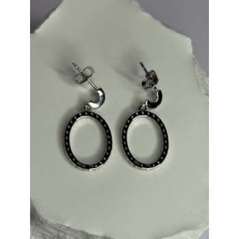 925 Sterling Silver Elegant CZ Earrings Length 1 Inch