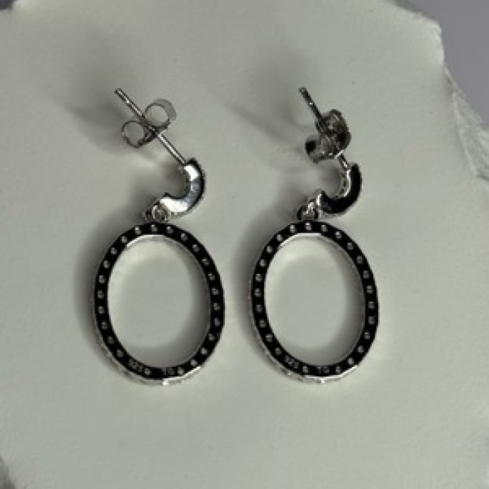 925 Sterling Silver Elegant CZ Earrings Length 1 Inch