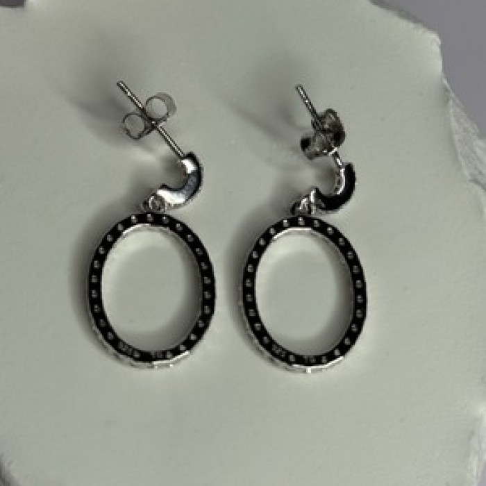 925 Sterling Silver Elegant CZ Earrings Length 1 Inch