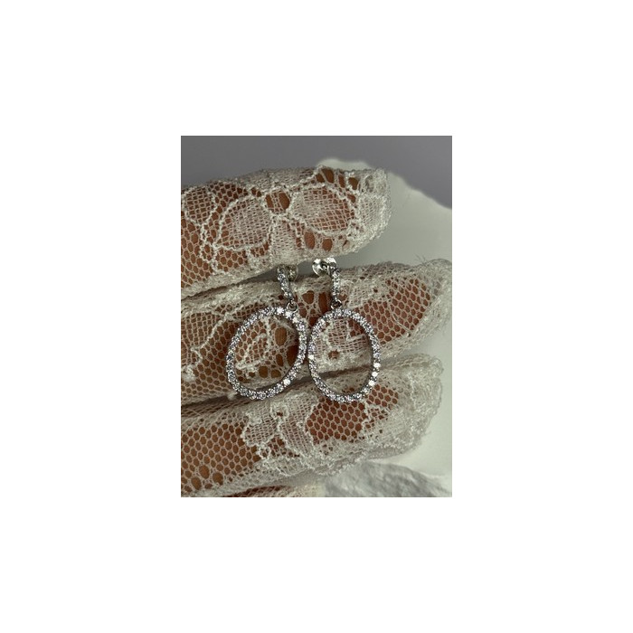 925 Sterling Silver Elegant CZ Earrings Length 1 Inch