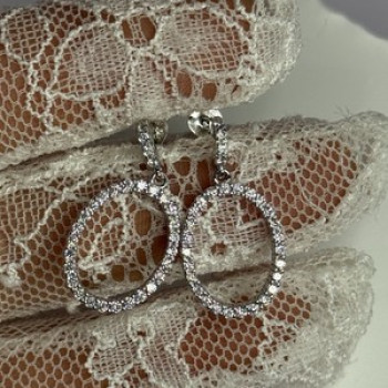 925 Sterling Silver Elegant CZ Earrings Length 1 Inch