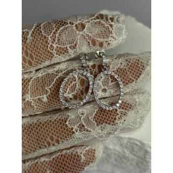 925 Sterling Silver Elegant CZ Earrings Length 1 Inch