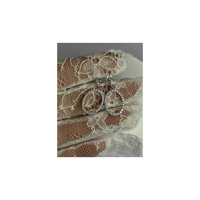 925 Sterling Silver Elegant CZ Earrings Length 1 Inch