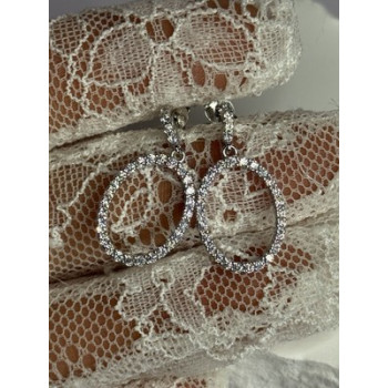 925 Sterling Silver Elegant CZ Earrings Length 1 Inch