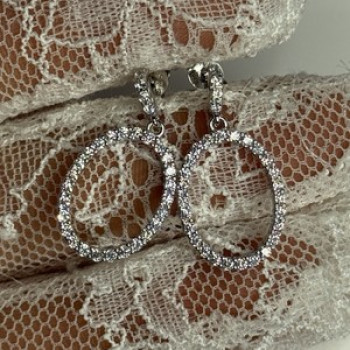 925 Sterling Silver Elegant CZ Earrings Length 1 Inch