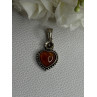 925 Sterling Silver Amber Heart & Flower Pendant Length 1.15 Inch