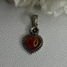 925 Sterling Silver Amber Heart & Flower Pendant Length 1.15 Inch