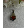 925 Sterling Silver Amber Heart & Flower Pendant Length 1.15 Inch