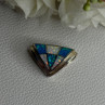 925 Sterling Silver White & Plue Shiny Opal Pendant Length 0.60 Inch