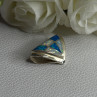 925 Sterling Silver White & Plue Shiny Opal Pendant Length 0.60 Inch