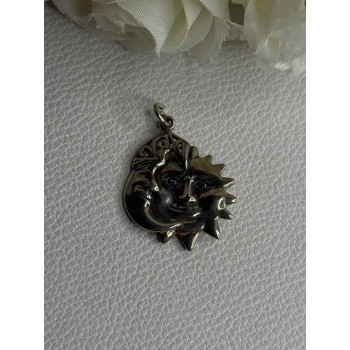 Vintage 925 Sterling Silver Moon & Sun Pendant Length 1.20 Inch