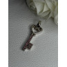 925 Sterling Silver Pink Topaz Key Heart Pendant Length 1.60 Inch