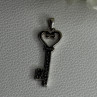 925 Sterling Silver Pink Topaz Key Heart Pendant Length 1.60 Inch