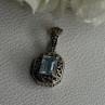 925 Sterling Silver Blue Topaz Pendant Length 1 Inch