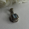 925 Sterling Silver Blue Topaz Pendant Length 1 Inch