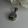 925 Sterling Silver Blue Topaz Pendant Length 1 Inch