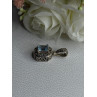 925 Sterling Silver Blue Topaz Pendant Length 1 Inch