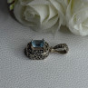 925 Sterling Silver Blue Topaz Pendant Length 1 Inch