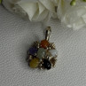925 Sterling Silver Multi Color Jade Pendant Length 1.20 Inch