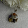 925 Sterling Silver Multi Color Jade Pendant Length 1.20 Inch