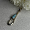 925 Sterling Silver Larimar Pendant Length 1.90 Inch