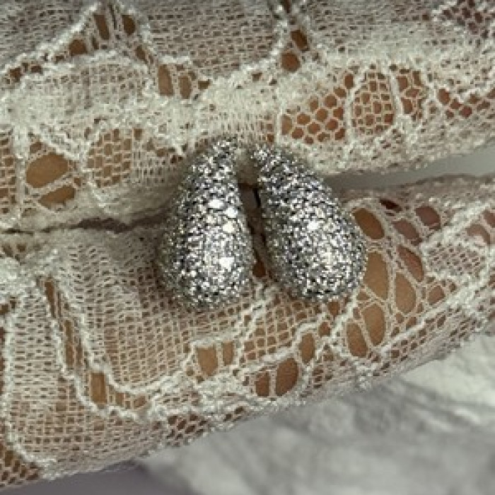 925 Sterling Silver Beautiful CZ Earrings Length 0.55