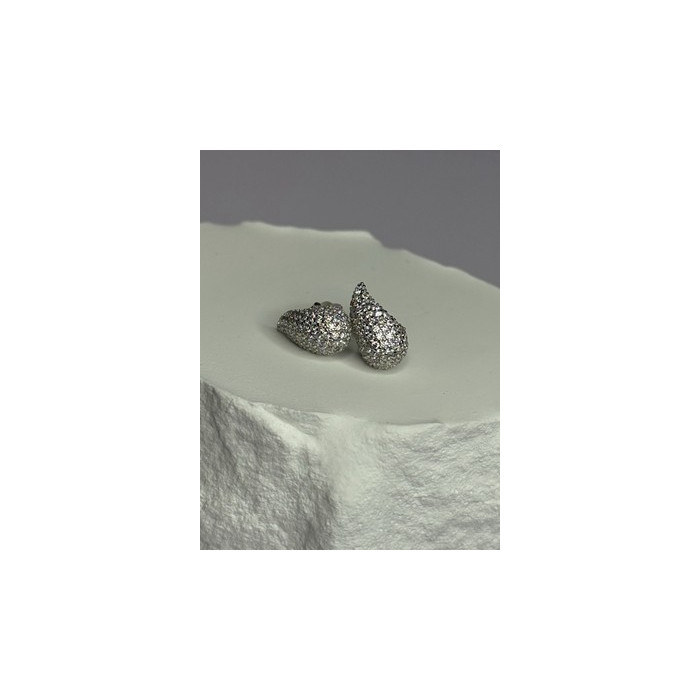 925 Sterling Silver Beautiful CZ Earrings Length 0.55