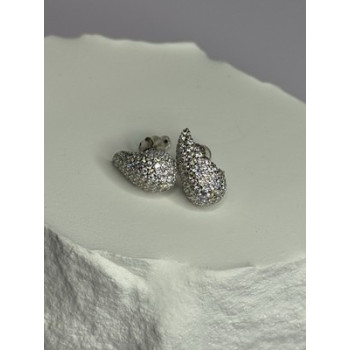 925 Sterling Silver Beautiful CZ Earrings Length 0.55