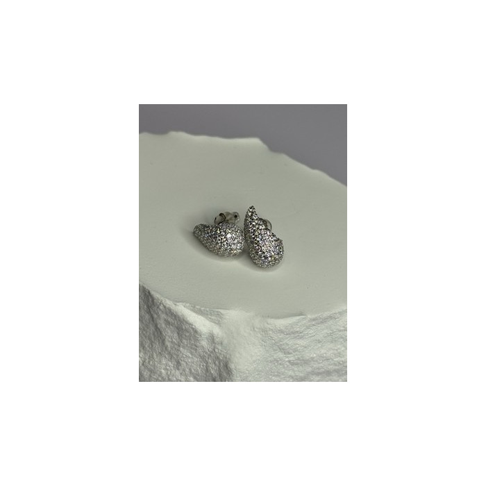 925 Sterling Silver Beautiful CZ Earrings Length 0.55