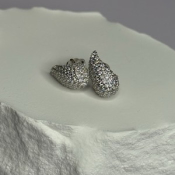 925 Sterling Silver Beautiful CZ Earrings Length 0.55