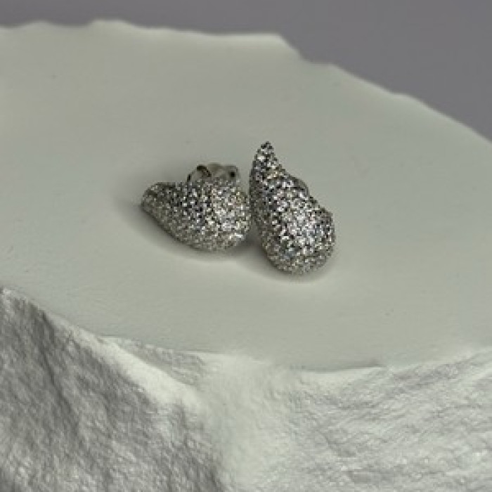 925 Sterling Silver Beautiful CZ Earrings Length 0.55