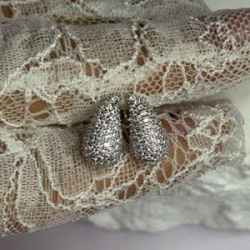925 Sterling Silver Beautiful CZ Earrings Length 0.55