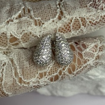 925 Sterling Silver Beautiful CZ Earrings Length 0.55