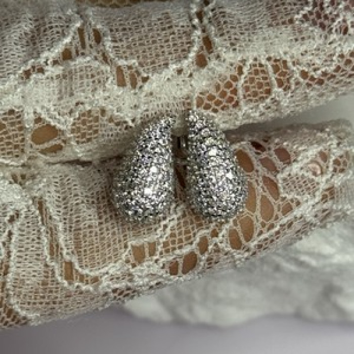 925 Sterling Silver Beautiful CZ Earrings Length 0.55