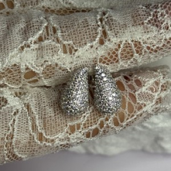 925 Sterling Silver Beautiful CZ Earrings Length 0.55