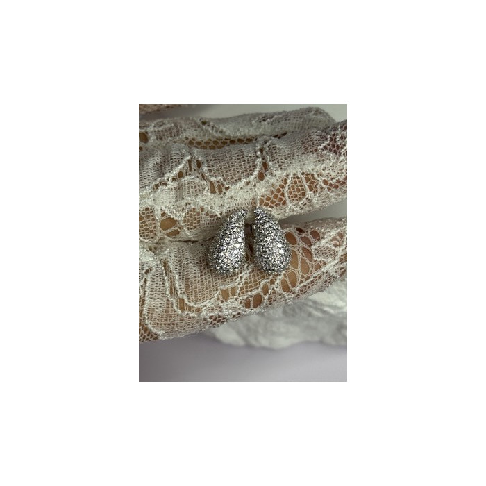 925 Sterling Silver Beautiful CZ Earrings Length 0.55