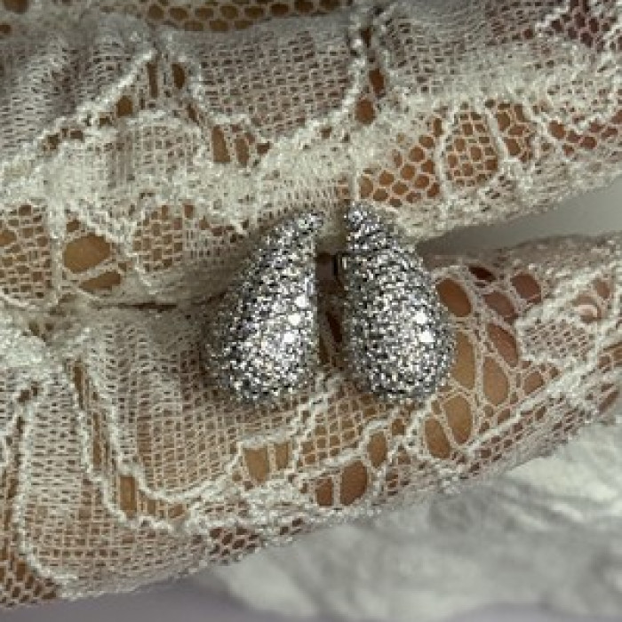 925 Sterling Silver Beautiful CZ Earrings Length 0.55