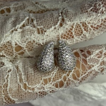 925 Sterling Silver Beautiful CZ Earrings Length 0.55