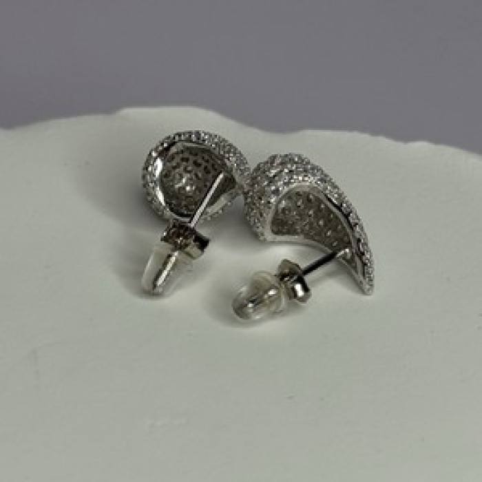925 Sterling Silver Beautiful CZ Earrings Length 0.55