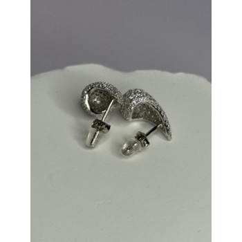 925 Sterling Silver Beautiful CZ Earrings Length 0.55