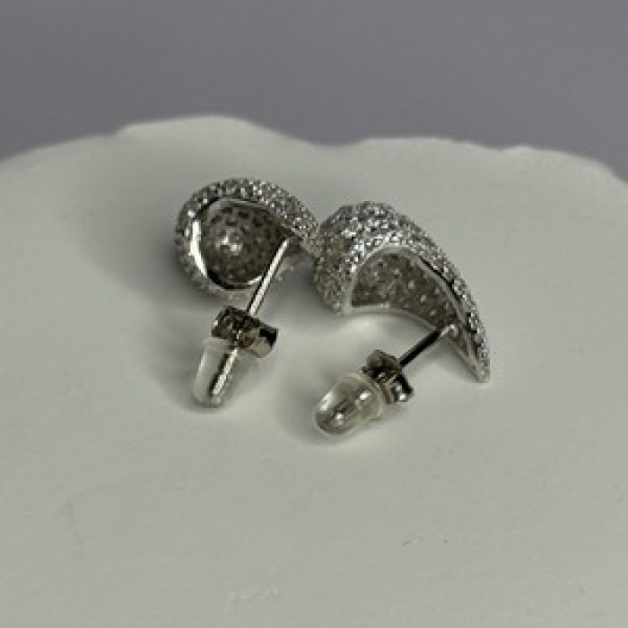 925 Sterling Silver Beautiful CZ Earrings Length 0.55