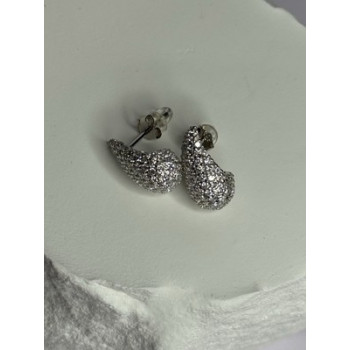 925 Sterling Silver Beautiful CZ Earrings Length 0.55