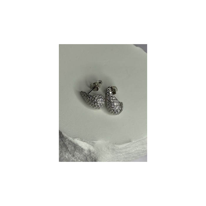 925 Sterling Silver Beautiful CZ Earrings Length 0.55